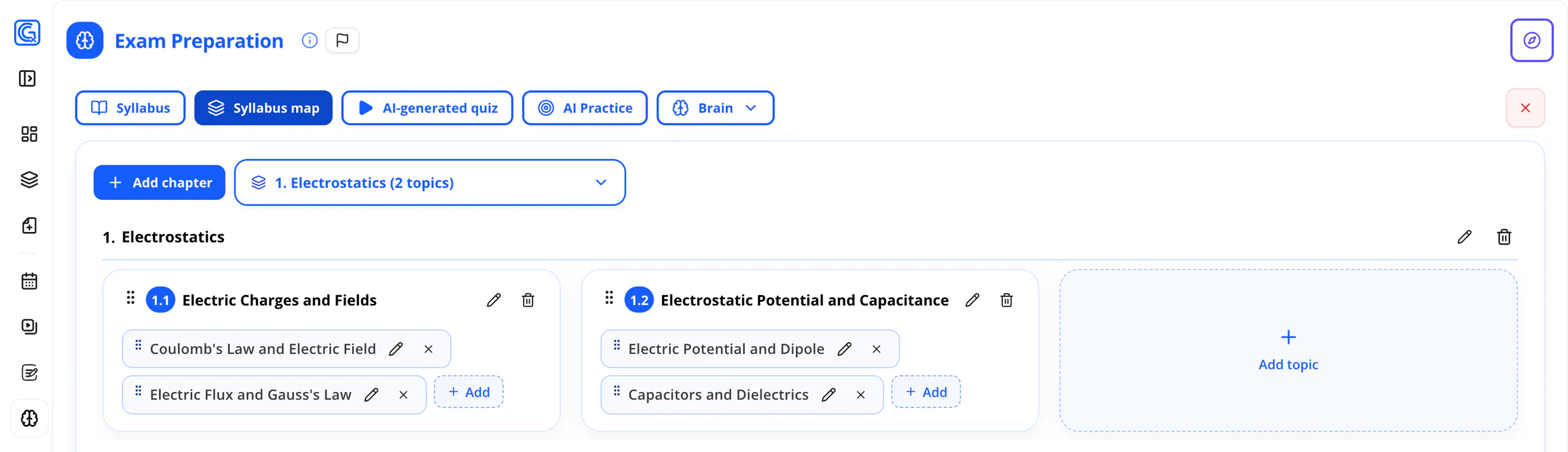 Exam Prep syllabus map and readiness view